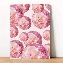 Festive Pink Disco Ball Canvas Poster: Retro Aesthetics, Fashion Gifts, And Creative Home Decor - Unframed - Multicolor - View 1