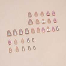 Nail Stickers Sweet Pink False Nails Bow Detachable Solid Color Ins Style Wearable Nails French Manicure - Multicolor - View 4