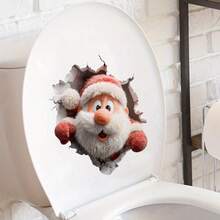 1pc Funny Santa Claus Breakthrough Wall Decal - Removable Self-Adhesive PVC Sticker With Santa'S Face & Cracked Wall Design, Matte Finish For Walls/Glass, Christmas Home Decor, Holiday Party Supplies, Xmas Gifts 2026, Festive Decoration