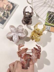 6 chiếc kẹp tóc hình hoa vân đá cẩm thạch ombre bằng chất liệu ABS, phong cách Bohemian cho bãi biển, kỳ nghỉ, phụ kiện tóc thanh lịch, kẹp tóc mùa đông, mùa hè. - Nhiều màu - Xem 5