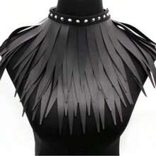 قلادة طوق من الجلد بشرابات بطراز جوثيك، طوق لحفلة تنكرية في عيد الهالوين أو حفلات التنكر، سلسلة رقبة لارتدائها في النوادي الليلية