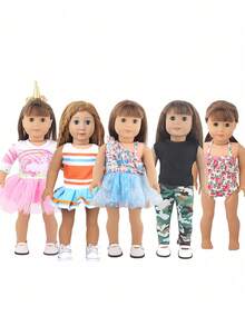 MSYO 5 套适合 18 英寸美国娃娃的娃娃衣服、时尚娃娃服装、娃娃连衣裙、独角兽睡衣和娃娃泳衣、小女孩玩具礼物生日礼物、家居装饰、房间装饰、娃娃衣服、女孩娃娃、娃娃、娃娃衣服、女孩娃娃、美国女孩娃娃、女孩娃娃>娃娃服装、بنات Maija、娃娃婴儿车