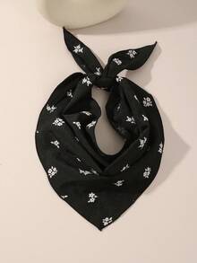 1条优雅印花发带，多功能女士头巾，适合日常佩戴，冬季保暖发饰，女士发带 - 黑色 - 查看 2