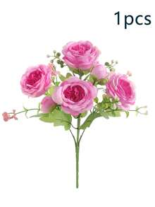 Einfache und elegante künstliche Blumen, gefälschte Pfingstrosen, künstliche Pfingstrosen, simulierter Rosenstrauß, grüne Pflanzen, Heimdekoration für Hochzeiten, Ornamente