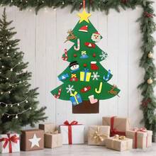 DIY Felt Christmas Tree Set With Ornaments For Xmas Gifts, New Year Door Wall Hanging Decorations