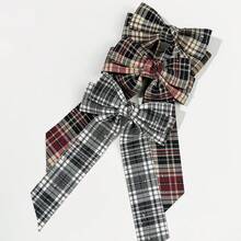 学院风格子蝴蝶结休闲百搭日常发夹 - 彩色 - 查看 2