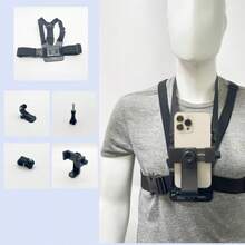 基础款手机胸带支架套装，适用于POV/VLOG、钓鱼、骑行等运动相机，手机夹配件，适用于运动相机 - 黑 - 查看 12