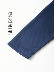 1pc Men's Autumn/Winter Sports T-Shirt, Reflective Trim Design, Long Sleeve Casual Round Neck T-Shirt, Outdoor Fitness Activewear, Soccer Grid Polyester Knit Fabric - Lightweight, Soft, Comfortable, Suitable For Layering, Gym Workout, Outdoor Running, Cycling, Fishing, Basketball And Household Activities