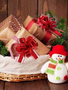 6个装拉花蝴蝶结礼品包装拉花丝带蝴蝶结，节日礼物大号丝带拉花红色拉花 - 可重复使用的生日丝带蝴蝶结，用于包装盒子和装饰品，礼品包装婚礼篮生日派对礼品盒和鲜花装饰，节日圣诞节礼物装饰，完美的节日派对礼物装饰 - 彩色 - 查看 6