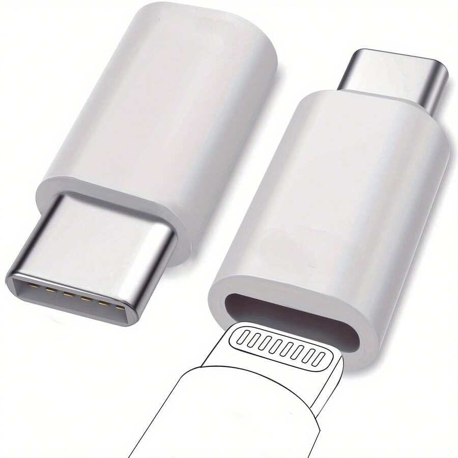 2 piezas, Adaptador de hembra Lightning a macho USB C, solo aplicable para carga y transferencia de datos