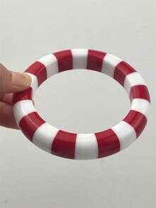 1 件彩色条纹树脂手链，时尚迷人的女士叠戴珠宝 - 多色 - 查看 14