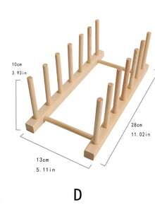 1pc Natural Wood Color Draining Rack, Creative Wooden Dish Drying Rack, Kitchen Supplies Display Shelf, Bookshelf, Multi-Purpose Solid Wood Storage Rack
