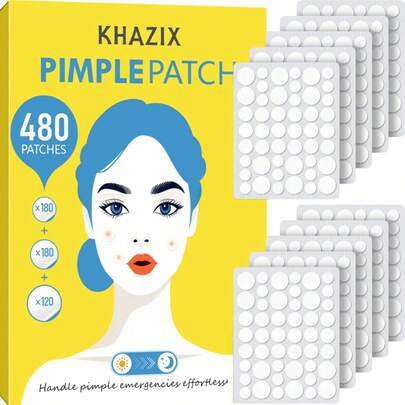 480 pegatinas transparentes con puntos para la cara, pegatinas de hidrogel de colores inodoras, de color beige claro