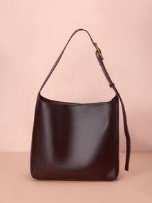 Hatastic 新款慵懒风圆筒包复古单肩斜挎包，大容量手提包，简约风格女包，商务休闲女包，完美适用于办公室、商务和工作场合，复古风情女包，音乐节礼物之选 - 咖啡棕 - 查看 3