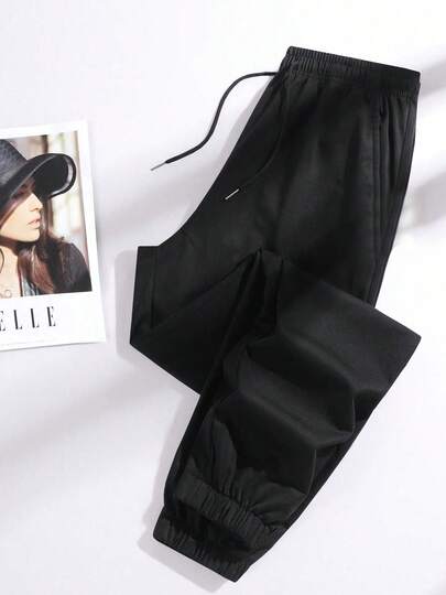 女士慢跑裤，带口袋和抽绳，适合跑步、休闲、健身、慢跑等运动。