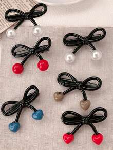 6/1pc Polka Dot & Musical Note Design Hair Clips, Unique & Fun Hair Accessories, Solid Color Note Hair Clips, Cute & Sweet For Girls, Striped Duck Clip Bangs Hairpins, Holiday Gift Hair Decorations, Suitable For Parties And Events, Head Accesssories - Multicolor - View 5