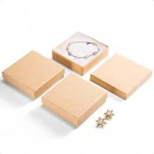 Jewelry Gift Boxes 3.5x3.5x1 Inch 20 Pcs Matte Small Gift Box With Lids Small Cardboard Jewelry Boxes With Cotton Fil And Lids JewelryBox Bulk For Festive Day Brown - Coklat - View 2