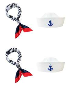 1 pieza Gorro de marinero de poliéster para mujeres y hombres, gorro de capitán de yate, adecuado para Halloween, Navidad, despedida de soltera, cosplay, fiesta de yate, desfile, fiesta de adultos, accesorio de playa para mantener la cabeza caliente en invierno