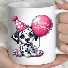 Happy Birthday!11oz Coffee Cup - Cute Dalmatian Puppy Insulated Reusable Travel Mug With Easter Hat And Balloon Design, Hand Wash Only - Coffee Lovers, Men & Women, Reusable Beverage Container| Contrary To Product Description, This Cup Cannot Be Washed By Hand Only.It Can Be Dishwasher.Coffee Bar Accessories - Hồng - Xem 6
