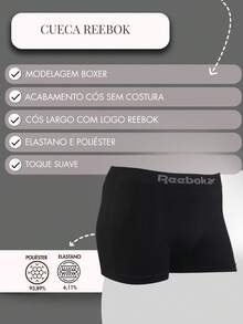 Kit 6 Original Reebok Men's Boxer Briefs Box Microfiber Comfortable Premium Adult - 白色 - 查看 6