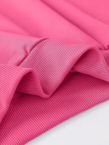 1 pieza Sudadera de niña con estampado "Sonrisa" fresco, tela suave, estilo versátil para salidas casuales - Rosa Fucsia - Ver 7