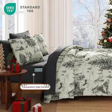 King Comforter Set, Classic Red Black Plaid-Piece Bedding Set, Farmhouse Lightweight All-Season Bed In A Bag With Sheets, Pillowcases & Shams, Home Decor - Màu xám Giáng sinh - Xem 3