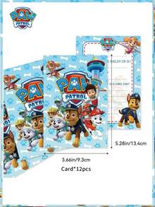 Paw Patrol 12/24 张汪汪队主题派对生日邀请卡。粉色和蓝色汪汪队生日、节日、派对邀请卡、贺卡邀请函 - 彩色 - 查看 8