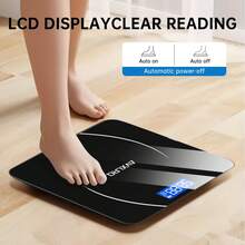Bathroom Scale, High-Precision Digital Weighing Machine, Compact Size, LED Display, Doctor's Scale With Strong Tempered Glass, 396 Lbs - Black - View 6