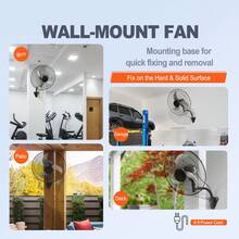 18 Inch Wall Mount Fan Oscillating, 3-Speed High Velocity Max. 4000 CFM Industrial Wall Fan For Indoor, Commercial, Residential, Warehouse, Greenhouse, Workshop, Basement, Black