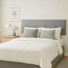 Grand Succès Client - Cabecero de Cama 135 Tejido Gris Claro Silvi - Tapizado, Estructura Madera, Hilera Botones Estilo Moderno - Fácil Instalación, Acolchado Confort - 135 cm, Tela Gris Claro 8AUT - Polipiel Negro - Ver 9