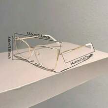 1 Pair Of Women's Pink Cat-Eye Glasses With Metal Frames, Non-Prescription Lenses, Stylish And Versatile For Everyday Wear And Decoration.