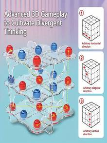 3D Tic Tac Toe Game For Kids, Indoor Entertainment, Creative Intellectual Stress Relief, Advanced Logic Reasoning And Strategy Training, Family Leisure Interest Cultivation, Parent-Child Interaction Toy, Suitable For 3-12 Years Old Boys And Girls, Birthday And Holiday Gift - Multicolor - View 7