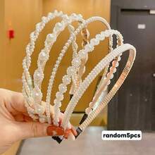 Bộ 7 chiếc, 5 chiếc, 3 chiếc băng đô giả ngọc trai, băng đô ngọc trai kiểu cổ điển thanh lịch và sang trọng, phụ kiện băng đô đa năng, quà tặng cho phái đẹp và quý cô, băng đô hoa quà tặng ngày Valentine, phụ kiện tóc làm đẹp tại nhà - trắng - Xem 8