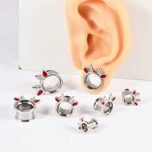 1PC Stainles Steel Flash Moon Ear Gauges Spider/Swirl/Cross Ear Tunnel Plugs Expanders Shell Earrings Plugs Piercing Body Jewelry - As Shown - View 34