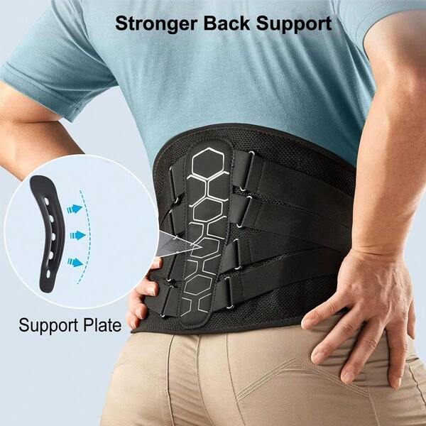 Orteza pleców, 6-krotne metalowe podparcie dolnej części pleców dla kobiet i mężczyzn, lekki pas lędźwiowy z wkładką 3D, oddychający pas podtrzymujący
