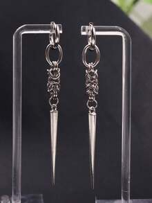 1 Pair Fashionable Punk Gothic Hip-Hop Unique Niche Cone Spike Alloy Earrings, Unisex For Daily Wear And Party Jewelry - Multicolor - View 4