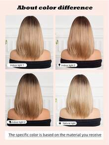14 Inch High Quality Women's Wig, Natural Brown Color With Bangs And Layered Style, Made Of Heat-Resistant Synthetic Fiber, Suitable For Vacation, Travel, Cosplay, Parties And Daily Wear - Ombre - View 4