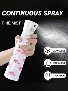 Botella de spray recargable con patrón de corazón de PET, botella de spray de niebla fina multipropósito para viajes y viajes de negocios, dispensador de desmaquillante, botella de spray para el cabello reutilizable, rociador continuo para peinado, limpieza, botánicos, humectante facial