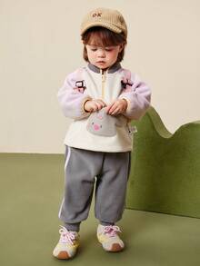 mini bala Baby Girl Anti-Static Fleece Two Pieces Set Soft Cozy Warm Long Sleeve Top And Pants