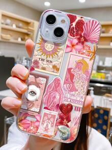 1个花卉图案透明TPU全包防震防指纹手机壳，兼容三星Galaxy 16 Pro/16 Plus，兼容 15/15 Pro Max/15 Pro，11/12/13/14 Pro Max，11 Pro/11 Pro Max，12 Pro/12 Pro Max，13 Pro/13 Pro Max，14 Pro/14 Pro Max，软壳，高端创意设计 - 彩色 - 查看 2