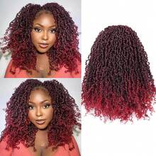 8/12/14 Inch Natural Black Bohemian Braided Crochet Hair Extensions, Pre-Twisted Crochet Curly Hair Ends, Senegalese Twist Crochet Braiding Hair