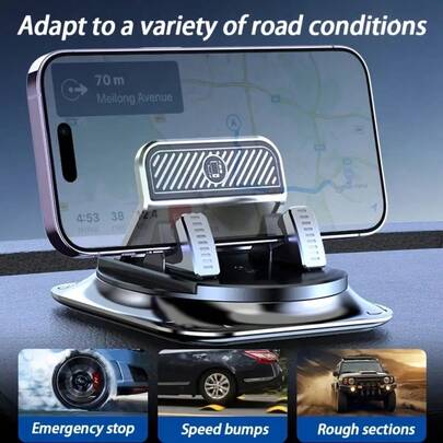 1pc Multifunctional Car Phone Holder, Can Rotate 360 Degrees For Phone Holder, Horizontally And Vertically For Phone Holder, Suitable For All Mobile Phones, Can Be Used For Cars, Offices, And Homes, 360 ° Rotating Suction Cup Car Holder, 360 ° Freely Rotating Car Dashboard Phone Holder - ABS Material, Suitable For GPS Navigation Car Phone Holder, Dashboard Navigation Holder For Mobile Phones