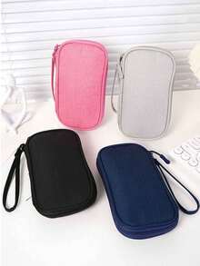 1pc Minimalist Solid Color EVA Digital Storage Bag For Earphones, Data Cables, Charger, Power Bank, Rectangle Box, Travel Essentials For Men And Women, Electronic Accessories Organizer Pouch, Electronic Accessories Digital Storage Bag For Organizing USB Cable, Earphones, Pens, Power Bank And Other Functional Travel Kit Items Charger Box. A Gift For A Woman, A Gift For A Man. - Multicolor - View 3