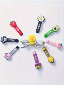Cute Cartoon Fruit Shaped Cable Winder, Reusable For Earphone, Charging & Data Cables, Tidy Wire Management Tool, Cable Organizer For Home & Office