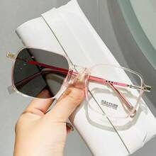 1PC Natural-Looking Large-Frame Photochromic Women's Fashion Glasses, Suitable For Wearing During Travel And Vacation, Outdoor Activities, And Sun Protection.(Have Nose Pads.)