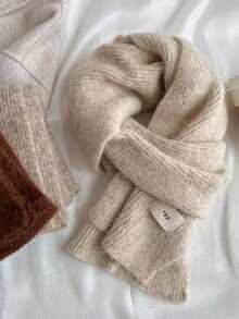 1 Khăn quàng cổ đan trang trí cho nữ, Khăn quàng cổ bằng vải cashmere đan mềm mại và ấm áp, Thích hợp cho học sinh, Kích thước nhỏ - Màu hoa vàng - Xem 5