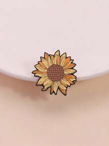 1pc Floral Enamel Sunflower Brooch Pin, Cartoon Lapel Badge For Backpack, Fashion Jewelry Suitable For Men And Women, Daily Wear, Gift For Friends