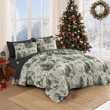 King Comforter Set, Classic Red Black Plaid-Piece Bedding Set, Farmhouse Lightweight All-Season Bed In A Bag With Sheets, Pillowcases & Shams, Home Decor - Màu xám Giáng sinh - Xem 2