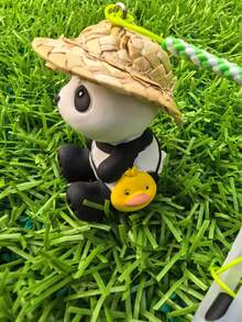 1pc Panda Golf Tee, Resin Panda Golf Tee, Rubber Tee Head, With Rope Tee Holder - Black and White - View 3