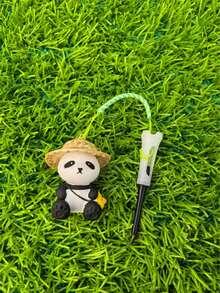 1pc Panda Golf Tee, Resin Panda Golf Tee, Rubber Tee Head, With Rope Tee Holder - Black and White - View 9